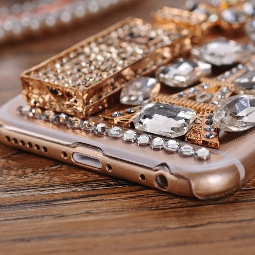 Compatible with Apple, Iphone Mobile Phone Case Transparent Rhinestone Mobile Phone Protective Cover Perfume Bottle Tower