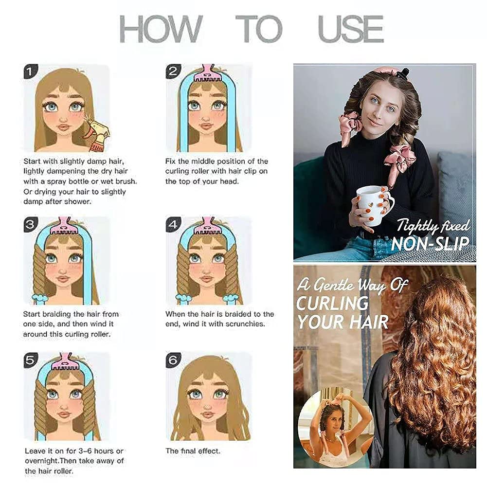 Hair Curlers No Heat Rollers for Short & Long Hair Overnight Curls