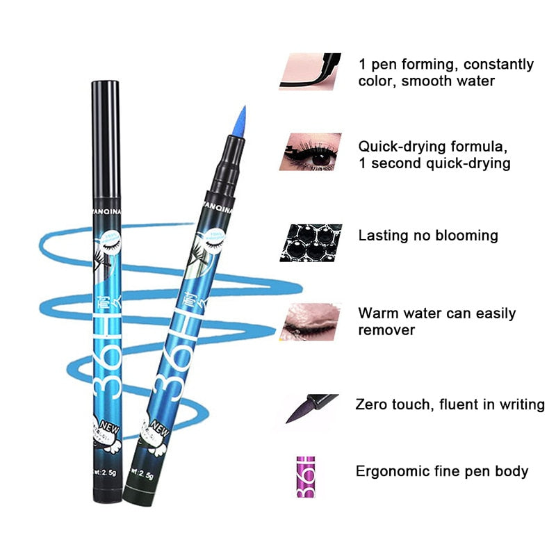 Black Liquid Eyeliner Waterproof Pencil 36H Long-Lasting