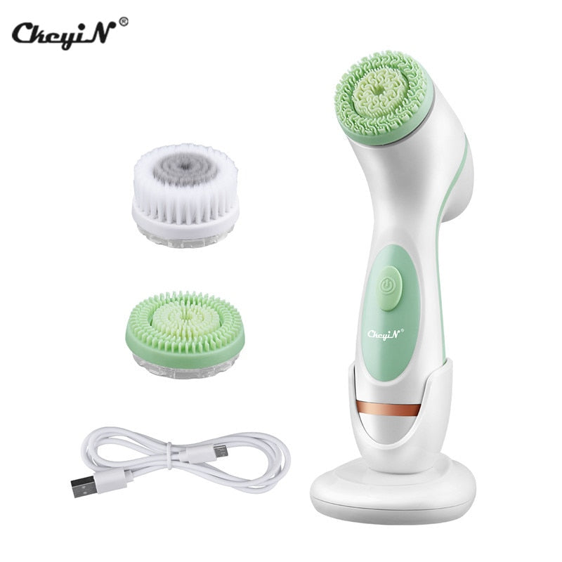 3 In 1 Electric Facial Cleansing Silicone Rotating Deep Cleaning Face Brush