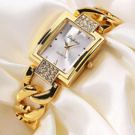 Ladies Crystal Diamond Watches Luxury Gold  Stainless Steel