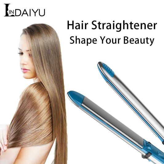 LDY Titanium Flat Iron Hair Straightener Professional Fast Electric Straightening Curls Styling