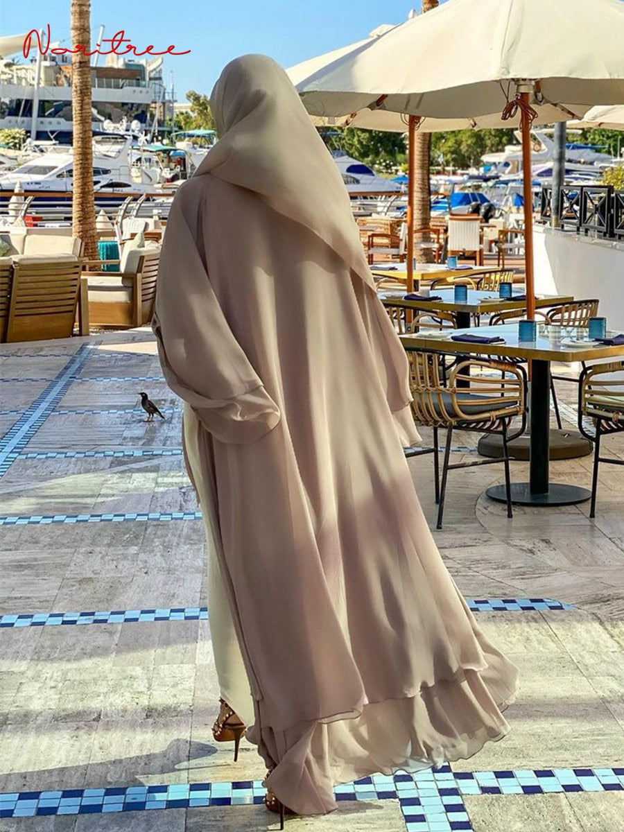 Double layer Casual Dubai Dresses Women